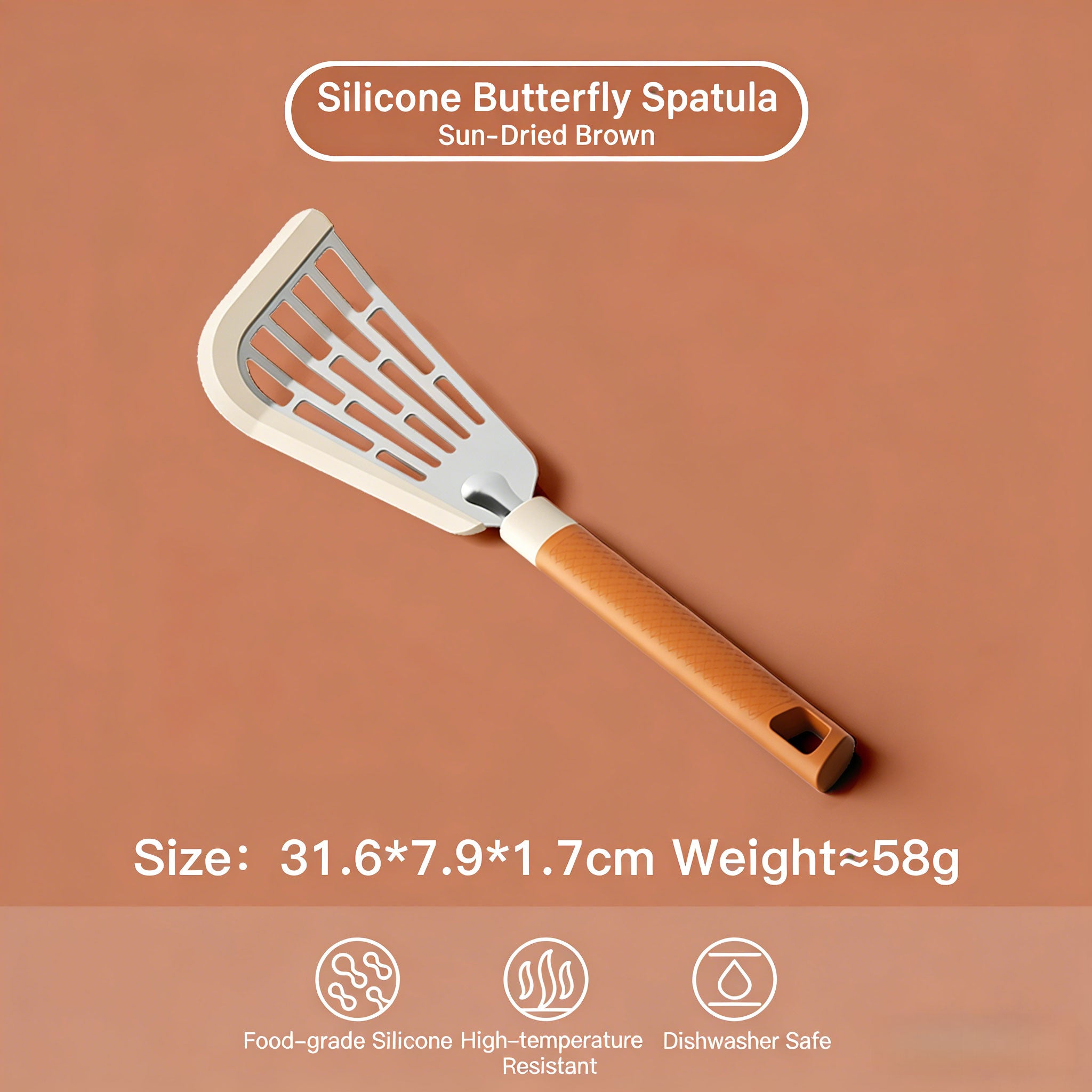 Silicone Butterfly Spatula- Color Sun-Dried Brown