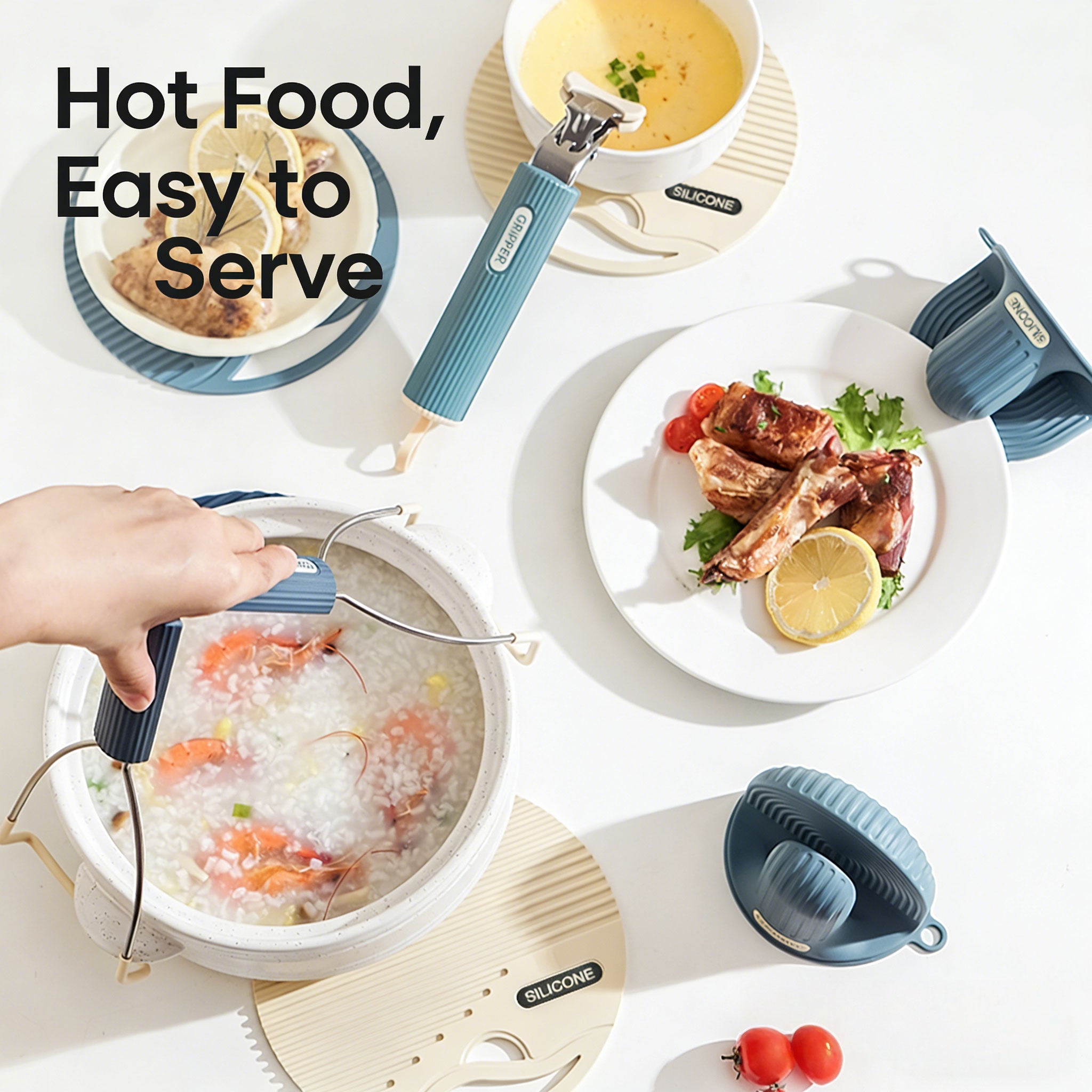 Silicone Anti-Scald Bowl Holder-Hot Food,Easy to Serve