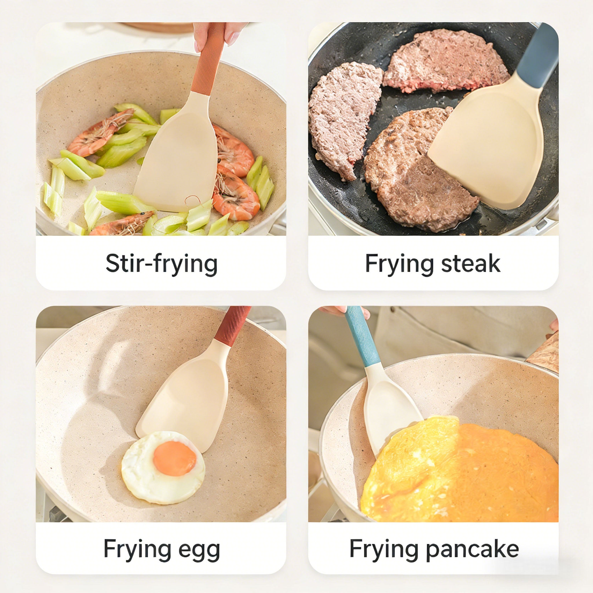 Silicone Wok Spatula -Stir-frying，Frying egg，Frying steak，Frying pancake