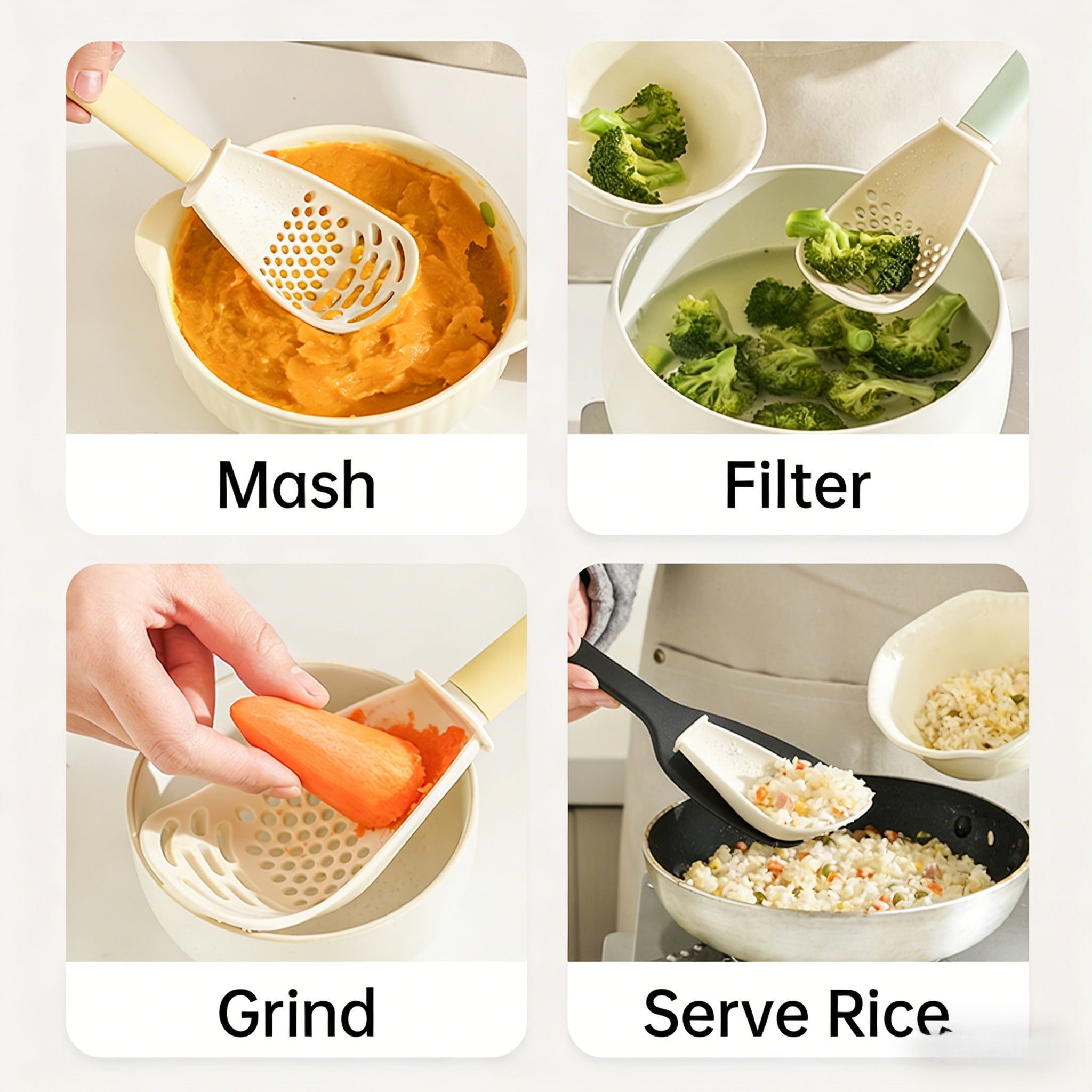 Multifunctional Cooking Spoon - Mash
，Grind，Filter，Serve Rice