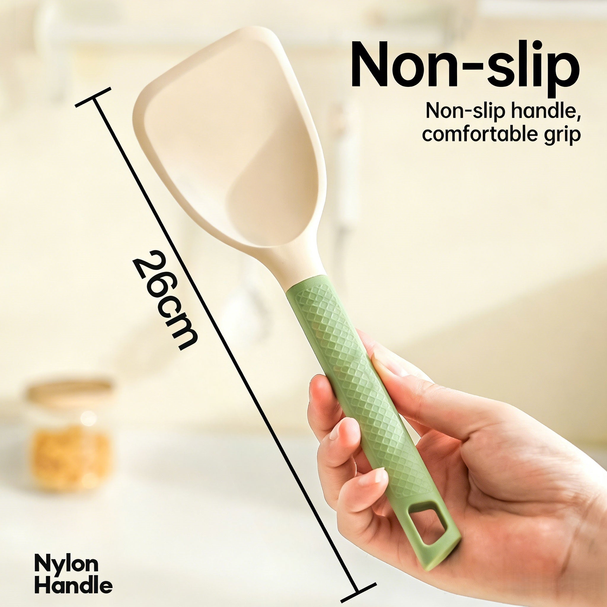 Silicone Wok Spatula -Non-slip handle,comfortable grip
