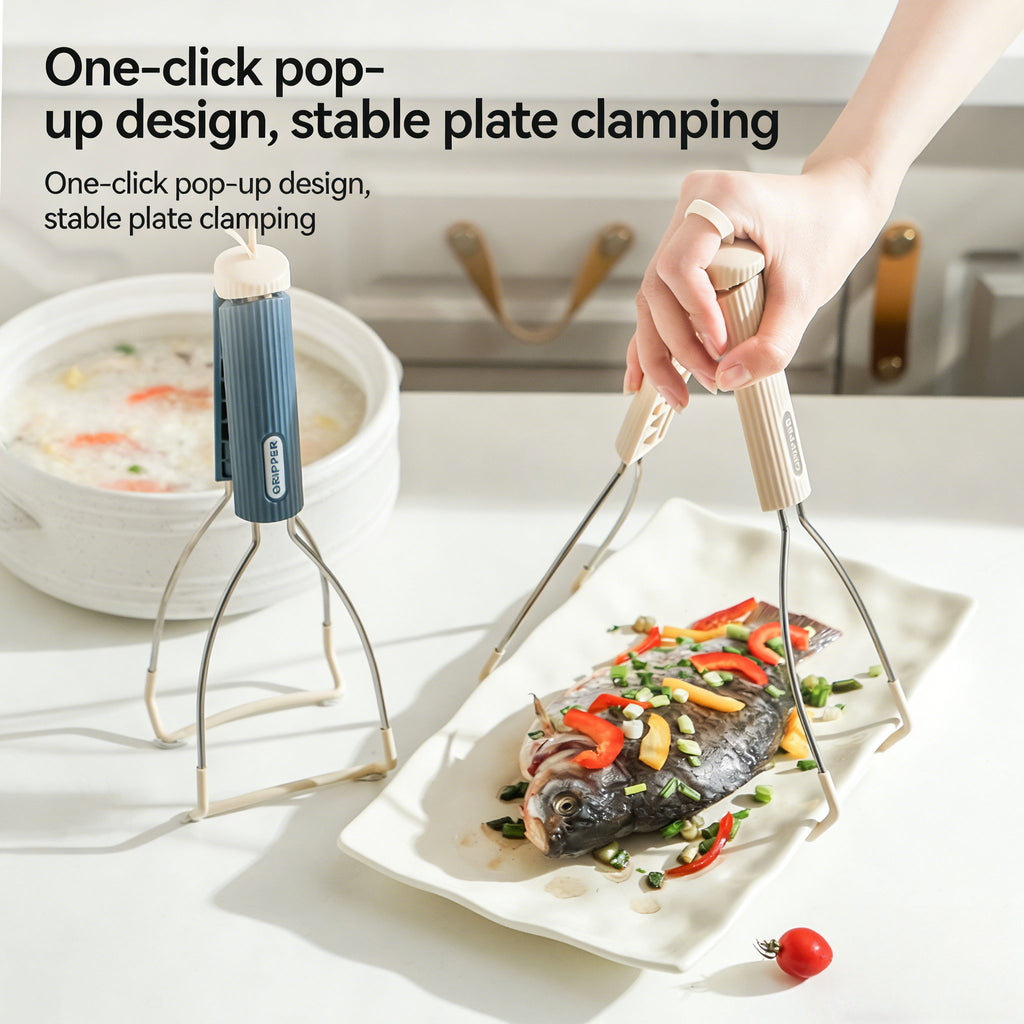 Silicone Anti-Scald Bowl and Plate Holder-One-click pop-up design, stable plate clamping