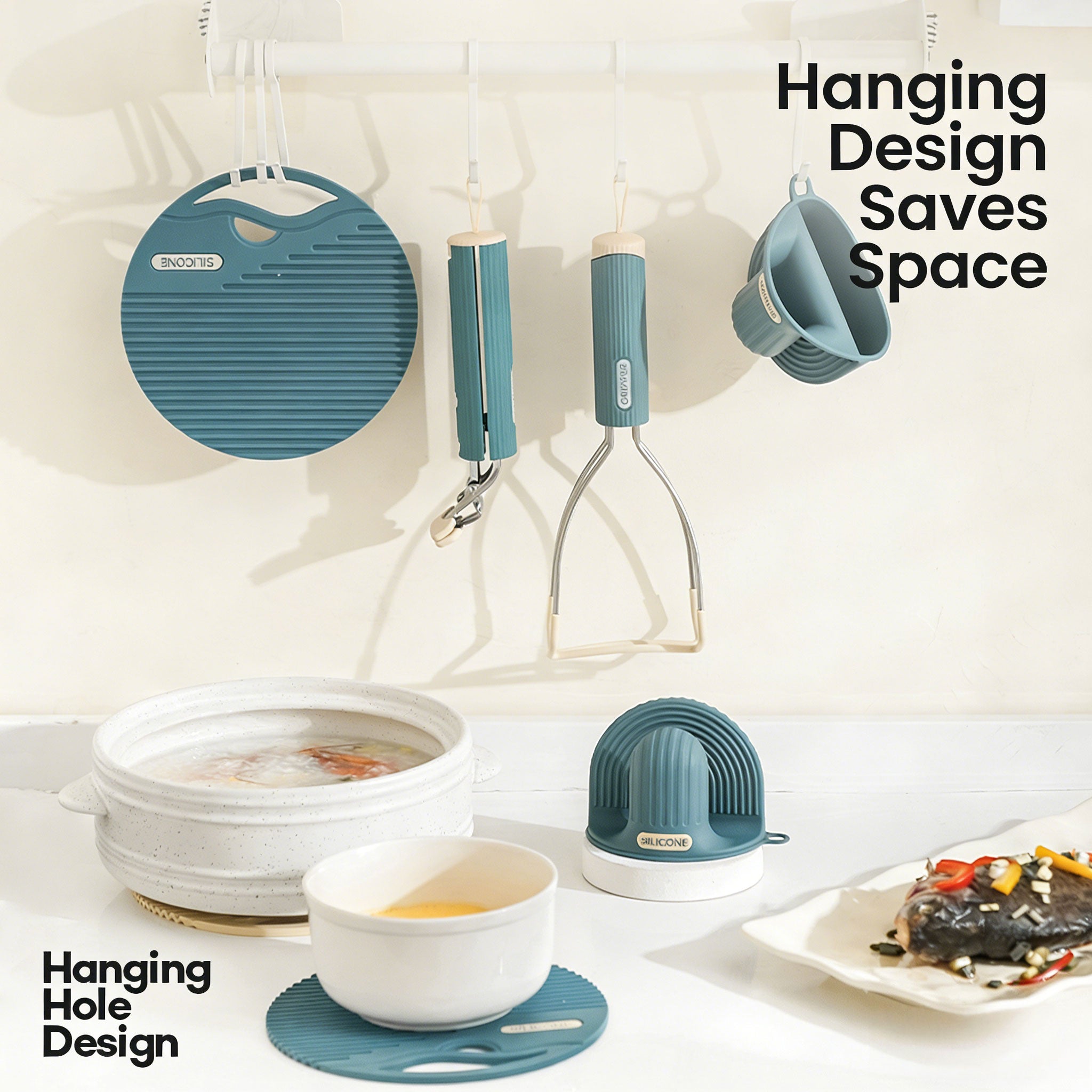 Silicone Anti-Scald Bowl and Plate Holder-Hanging Design Saves Space