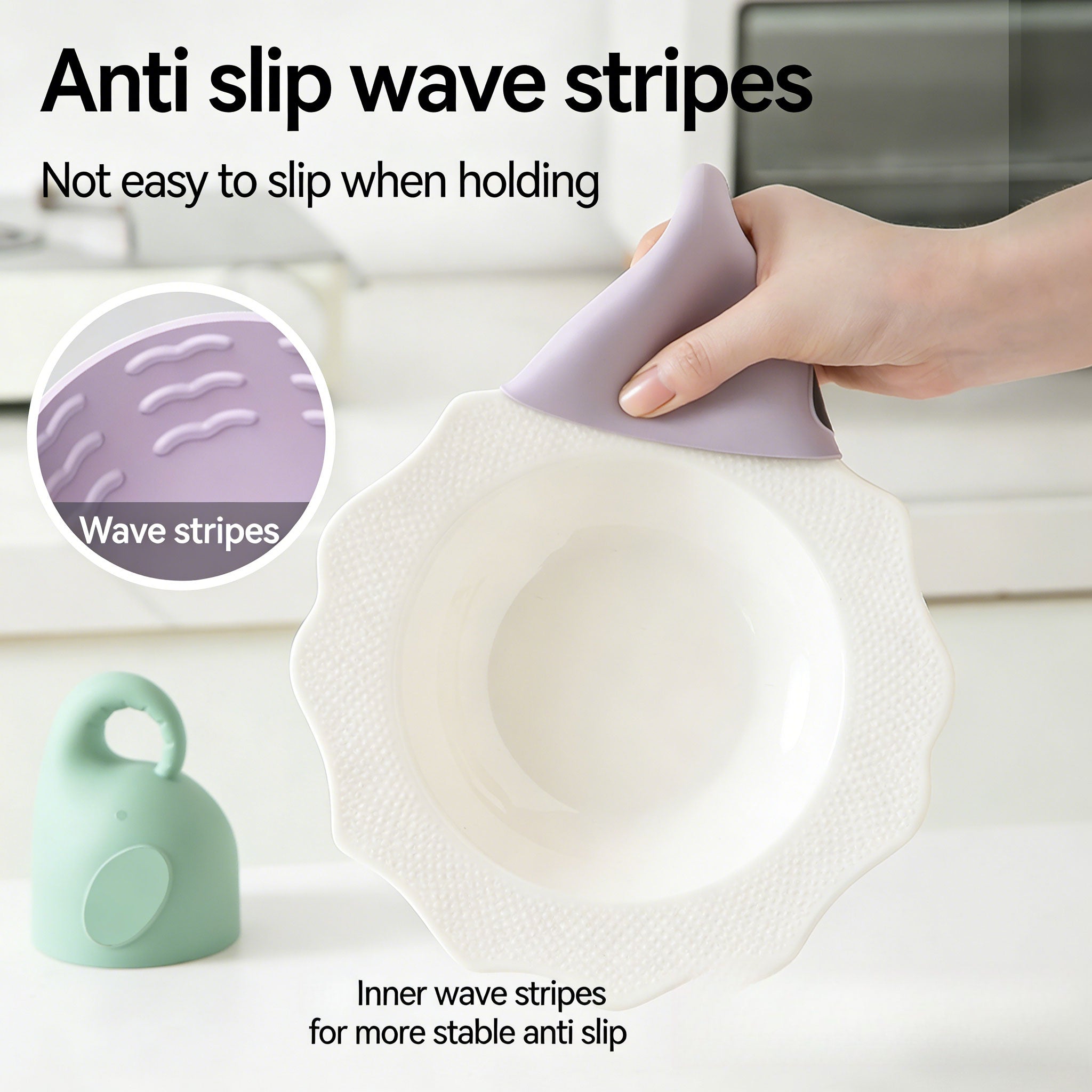 Silicone Heat Resistant Gloves –Anti slip wave stripes，Not easy to slip when holding